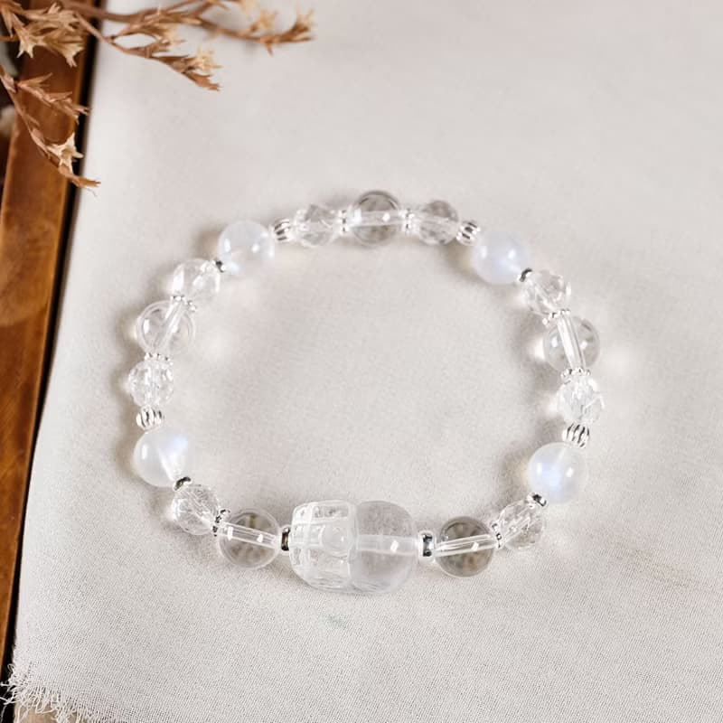 貔貅 白水晶 月光石 手鍊 天然礦石水晶