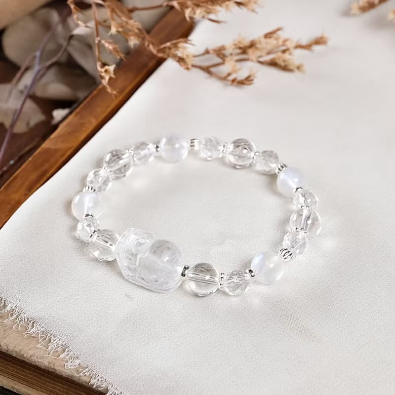 貔貅 白水晶 月光石 手鍊 天然礦石水晶