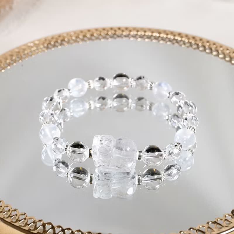 貔貅 白水晶 月光石 手鍊 天然礦石水晶