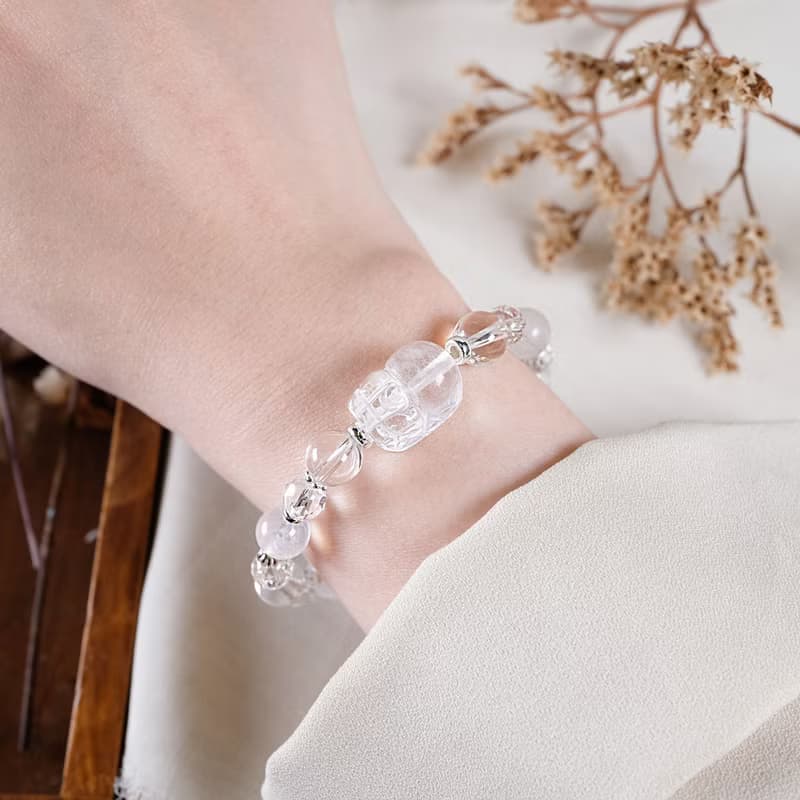 貔貅 白水晶 月光石 手鍊 天然礦石水晶