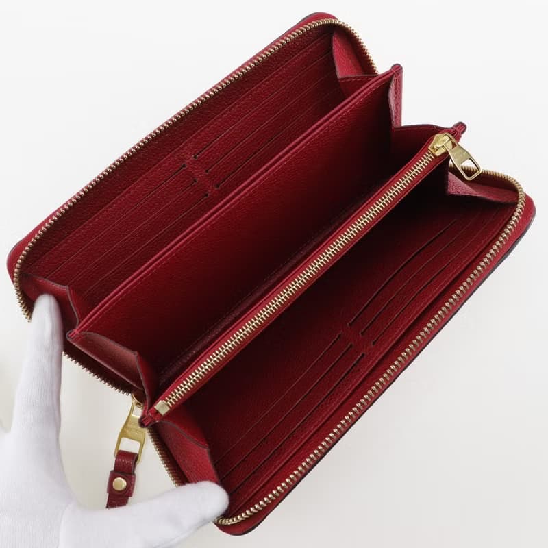 【日本直送】ルイ・ヴィトン LOUIS VUITTON ジッピーウォレット 長財布 M60737 モノグラムアンプラント スリーズ 赤 レディース【中古】