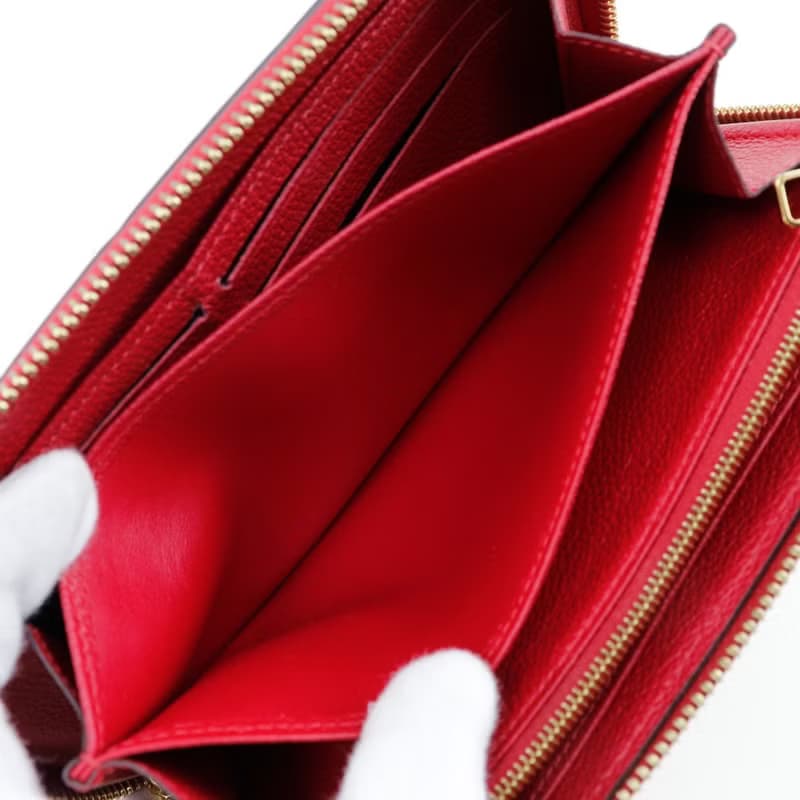 【日本直送】ルイ・ヴィトン LOUIS VUITTON ジッピーウォレット 長財布 M60737 モノグラムアンプラント スリーズ 赤 レディース【中古】
