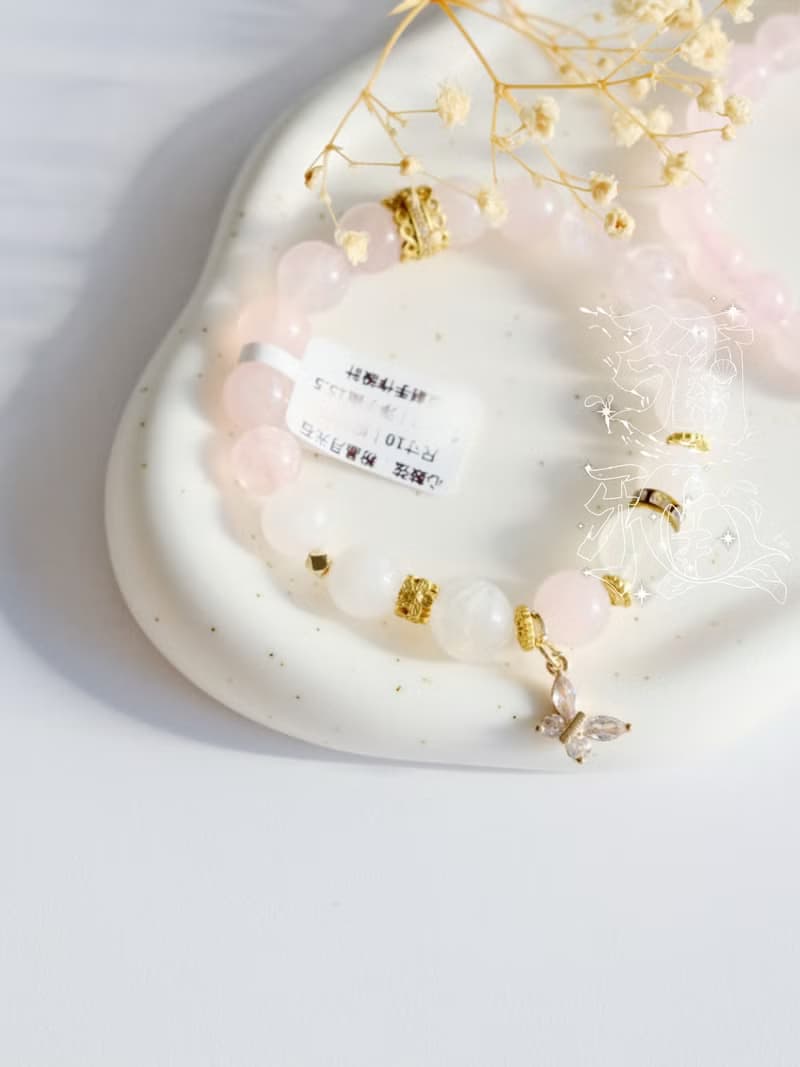 彌雅手作丨七秀 心鼓弦丨粉水晶手串原創設計