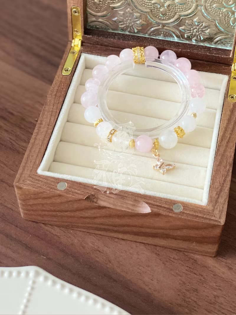 彌雅手作丨七秀 心鼓弦丨粉水晶手串原創設計