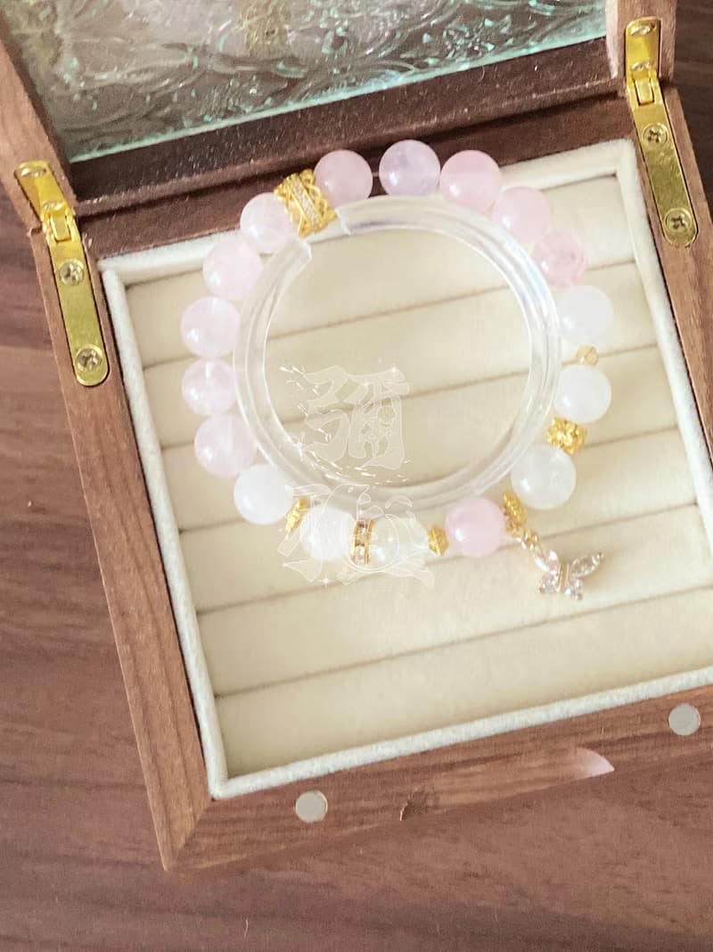 彌雅手作丨七秀 心鼓弦丨粉水晶手串原創設計