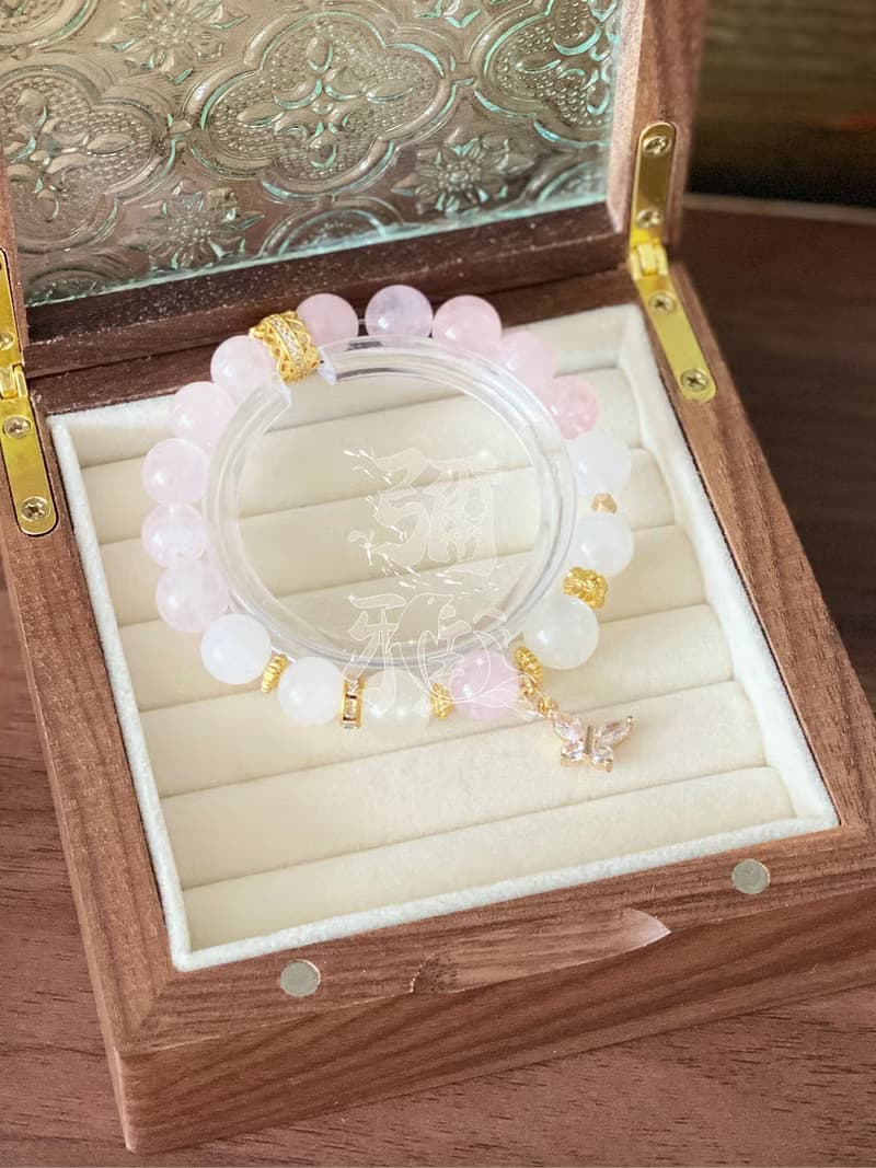 彌雅手作丨七秀 心鼓弦丨粉水晶手串原創設計