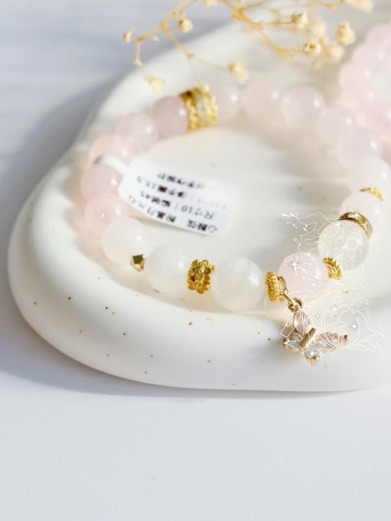 彌雅手作丨七秀 心鼓弦丨粉水晶手串原創設計