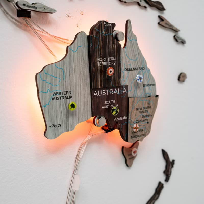 3D 世界地圖帶 LED 背光現代牆面裝飾 3D 牆面藝術 喬遷禮物