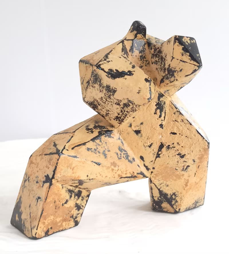 情人節禮物/中國功夫雕塑/手繪土黃色.太極.攝影道具.藝術品.擺件