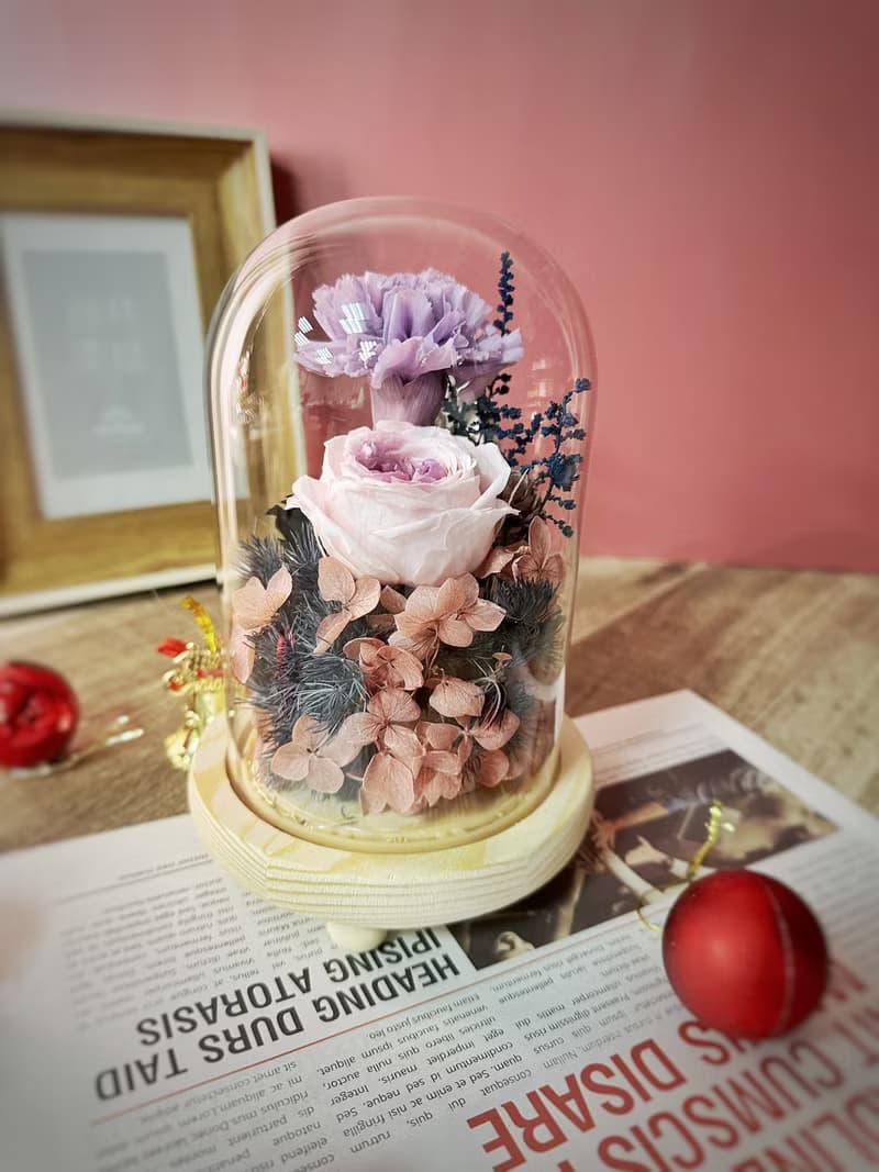 KL永恆之心永生花玻璃盅-有燈