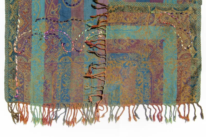 喀什米爾Cashmere/水煮羊毛披肩/針織圍巾/刺繡圍巾/羊絨披巾-花