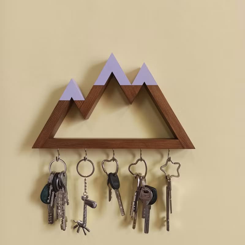 Wooden key holder for wall Mountains (main color nut) 掛衣 曬衣架 掛鉤