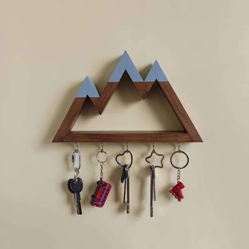 Wooden key holder for wall Mountains (main color nut) 掛衣 曬衣架 掛鉤
