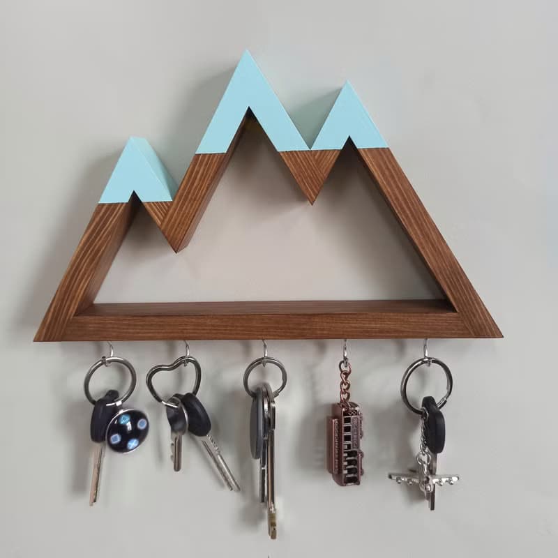 Wooden key holder for wall Mountains (main color nut) 掛衣 曬衣架 掛鉤