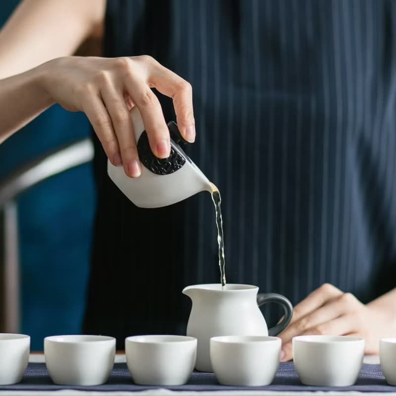 陸寶 東籬雅菊 淨墨牡丹 金點設計獎 1壺1海6杯 茶具組