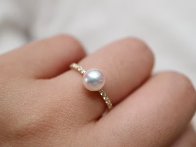 akoya珍珠戒指 天然鑽石戒指 婚戒 日本製 18k金鑲鑽 經典設計