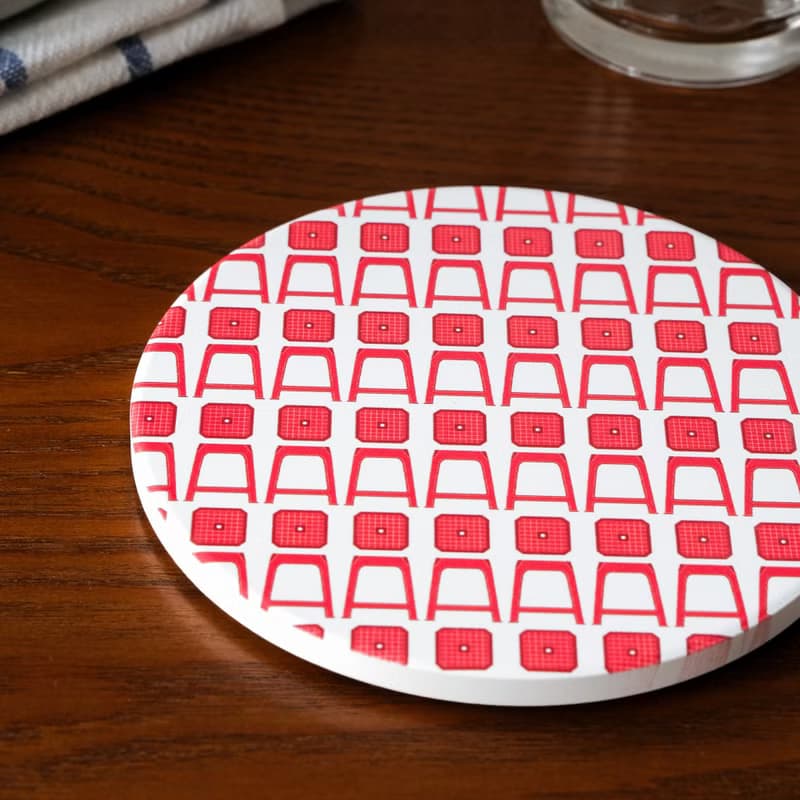 【錦源興】紅椅凳陶瓷吸水杯墊 l 底部防滑 鶯歌陶瓷製 禮物 新居