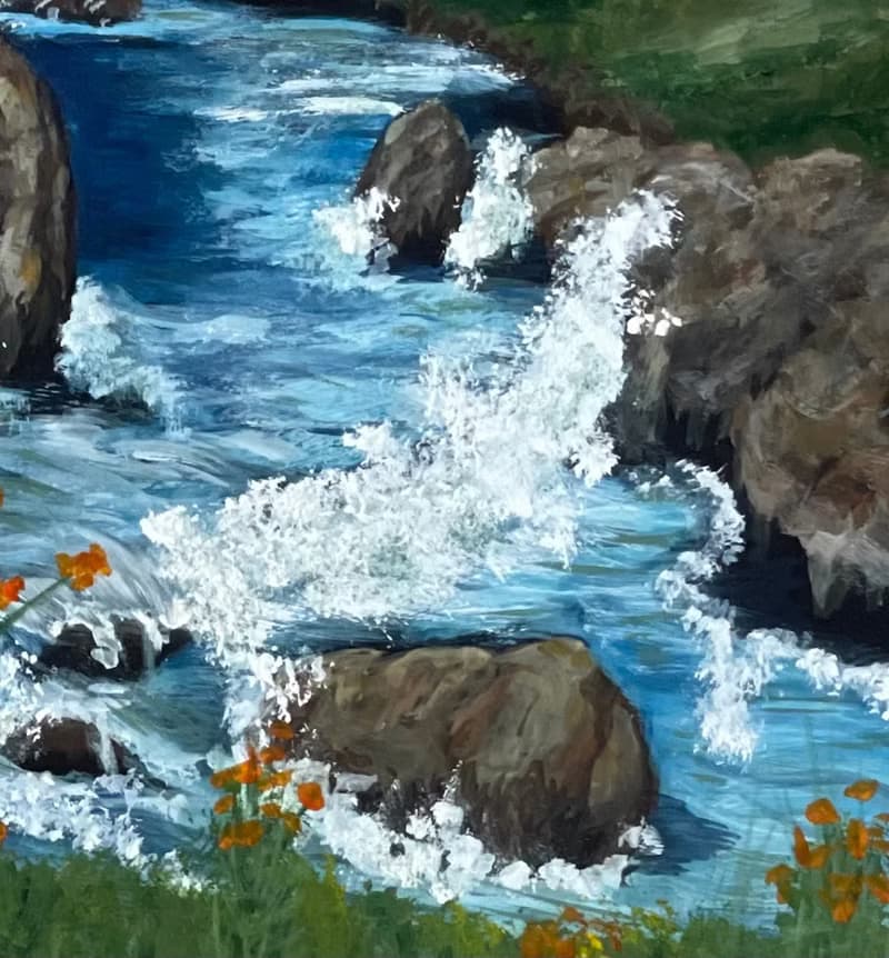 Seascape. Rocky coast. Gouache.