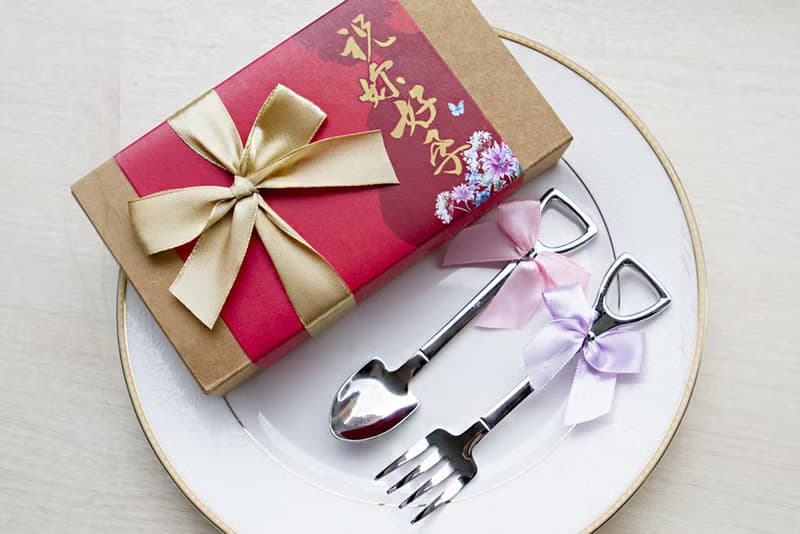 -祝妳好孕-鏟子造型不鏽鋼叉子湯匙組-生育 宣導 贈品 順產 母親