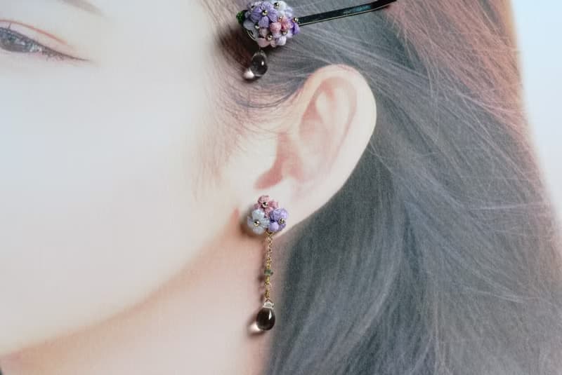 紫陽花のピアス/イヤリング