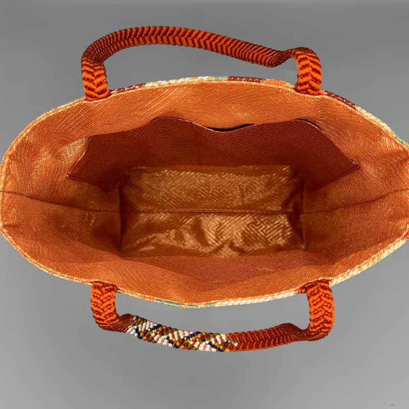 着物 帯 帯締め ハンドメイド トートバッグ リメイク オレンジ 蝶