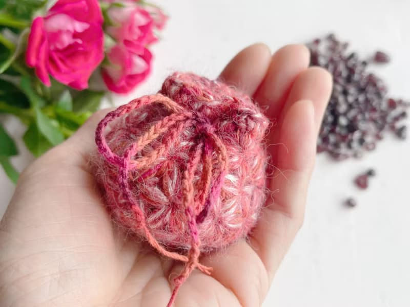 Knitting 生命之花束口袋 - 紅橘光 海底輪 臍輪 敷袋