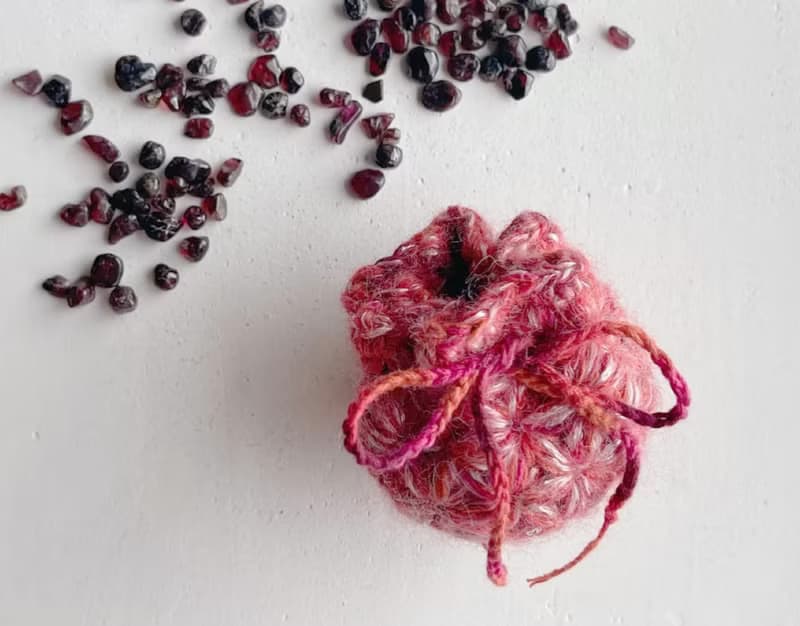 Knitting 生命之花束口袋 - 紅橘光 海底輪 臍輪 敷袋