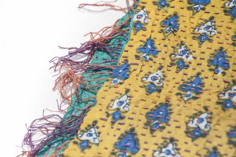 刺繡絲巾/絲綢刺繡圍巾/手縫紗麗線絲巾/印度絲綢刺繡圍巾-撞色風