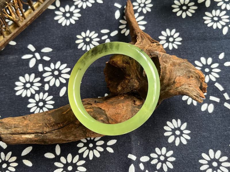 【一物一圖】天然遼寧岫玉手鐲 手鐲圈口52.2mm 水墨 正圈