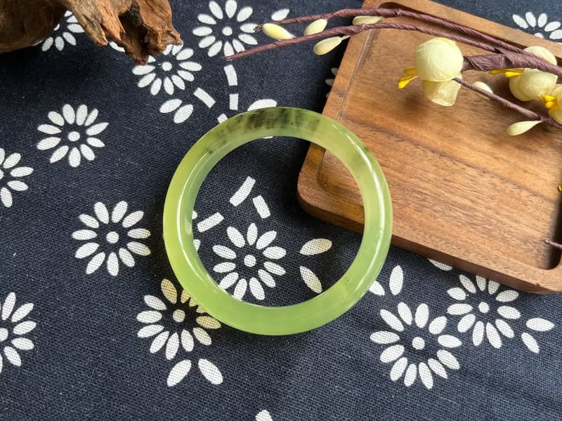 【一物一圖】天然遼寧岫玉手鐲 手鐲圈口52.2mm 水墨 正圈