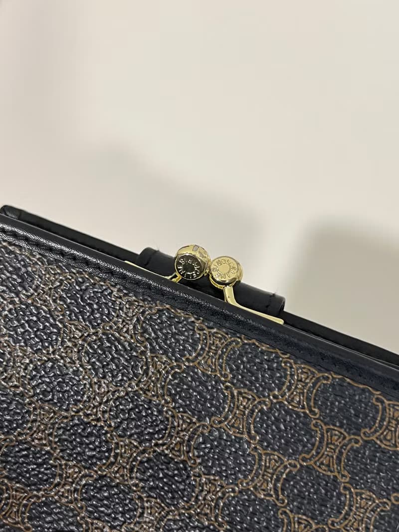 Celine黑色凱旋門短夾皮革銀包錢包 日本中古Vintage