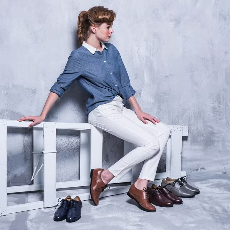 朱古力 全真皮綁帶內增高牛津鞋