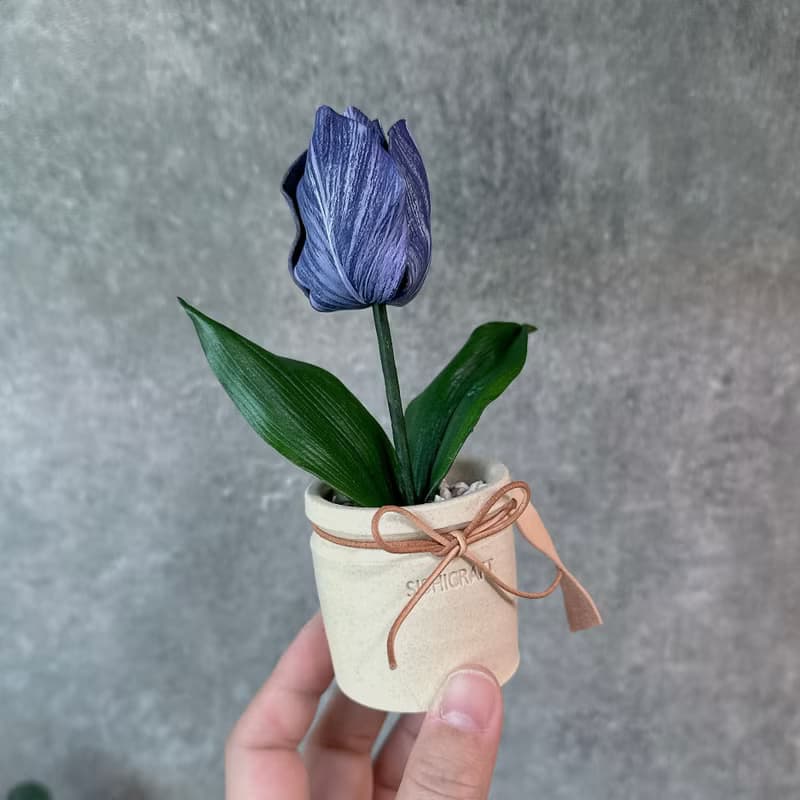 鬰金香皮革盆栽 送禮
