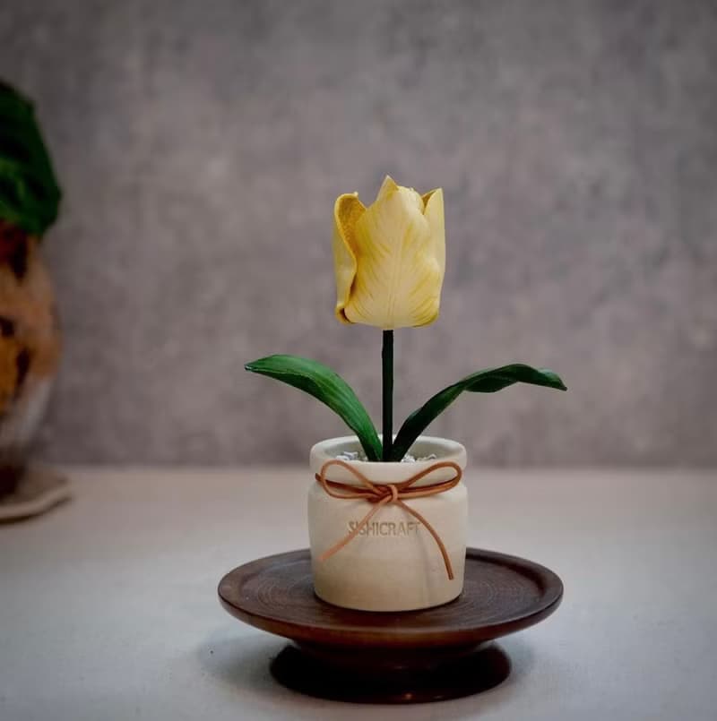 鬰金香皮革盆栽 送禮