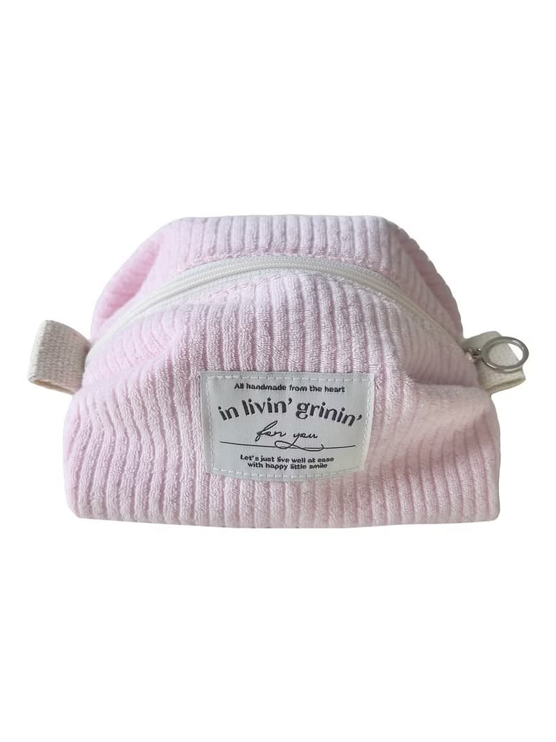 terry corduroy pouch M_baby pink