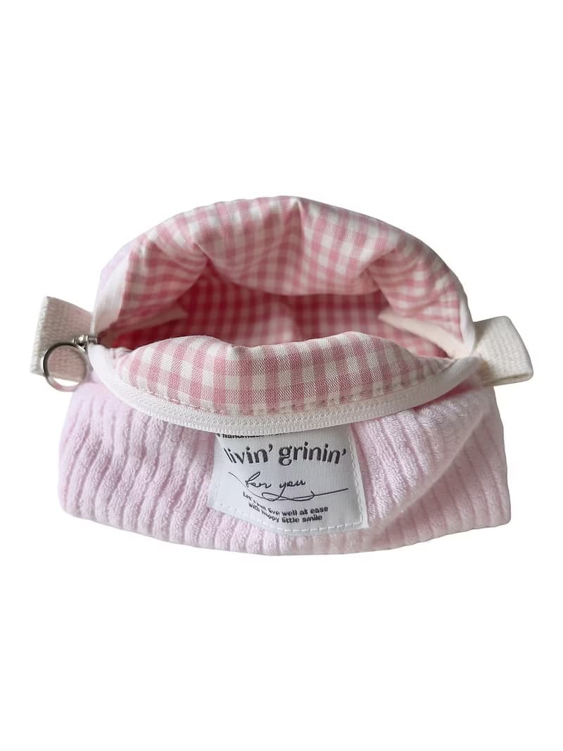 terry corduroy pouch M_baby pink
