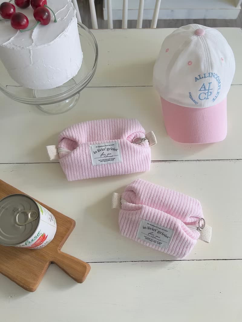 terry corduroy pouch M_baby pink