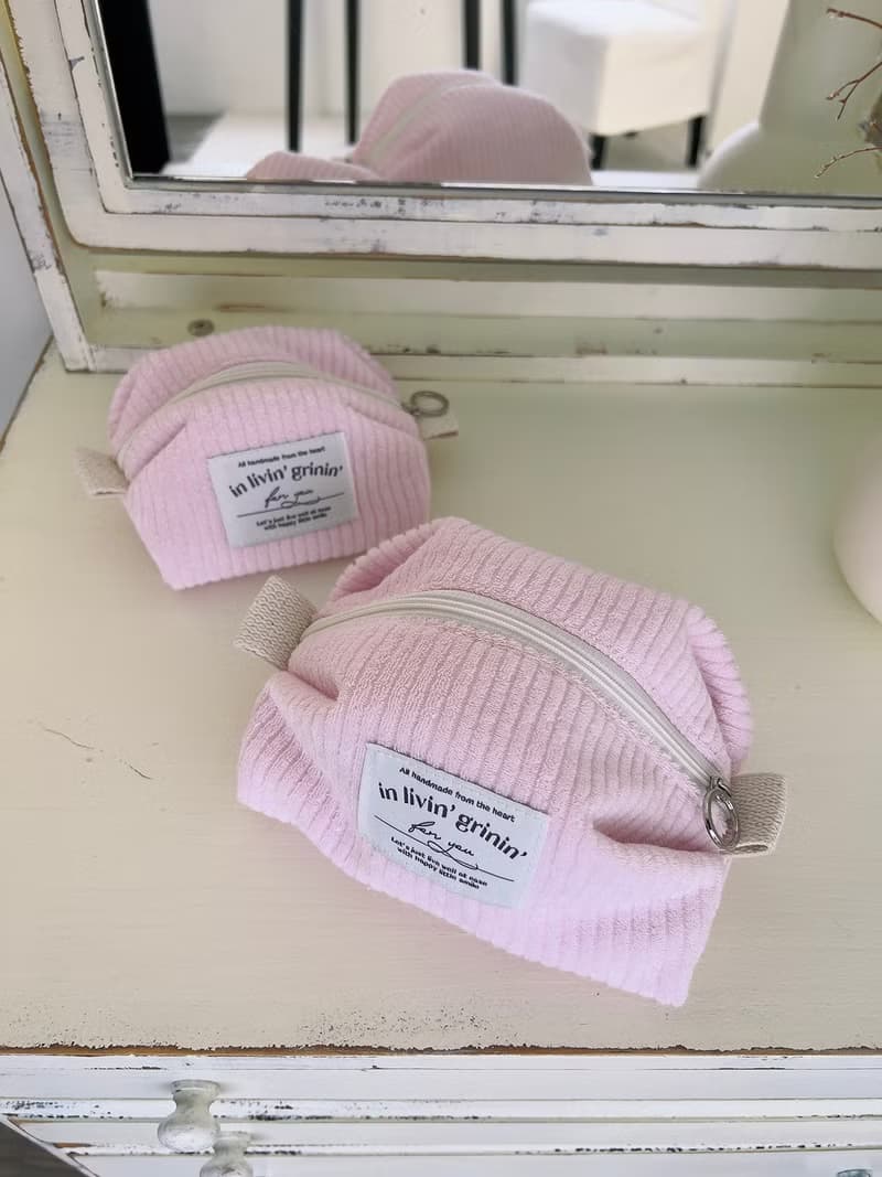 terry corduroy pouch M_baby pink