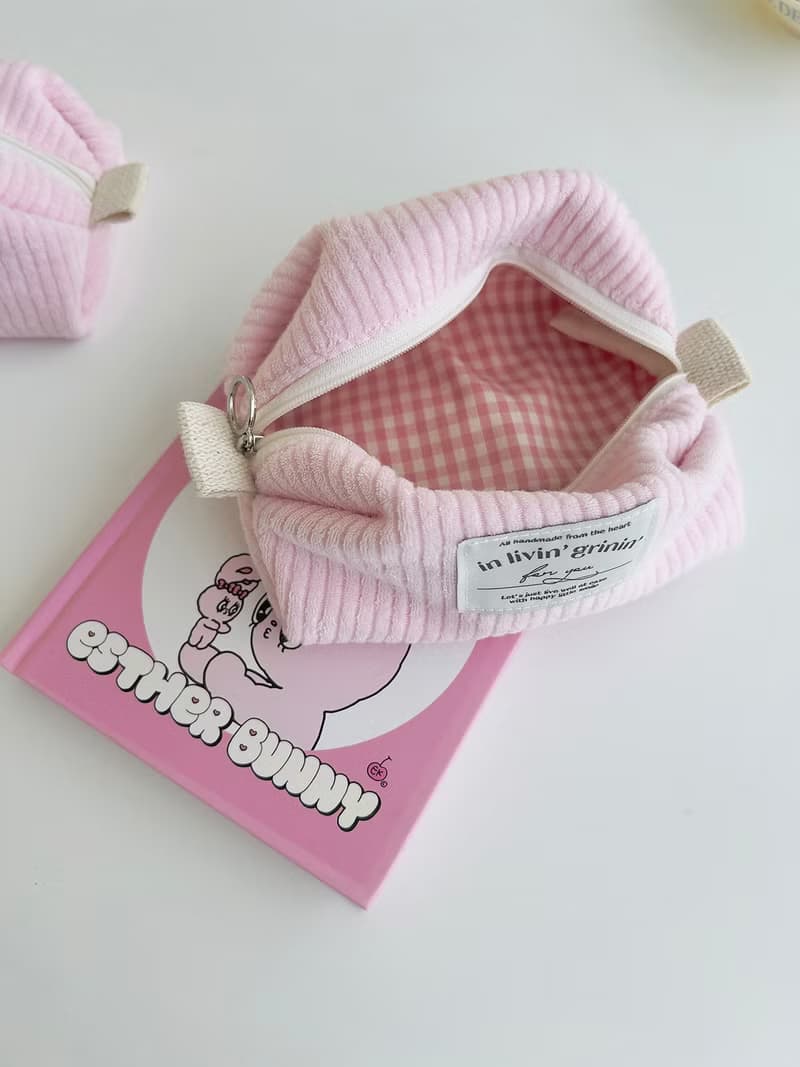 terry corduroy pouch M_baby pink