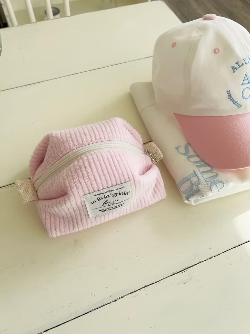 terry corduroy pouch M_baby pink