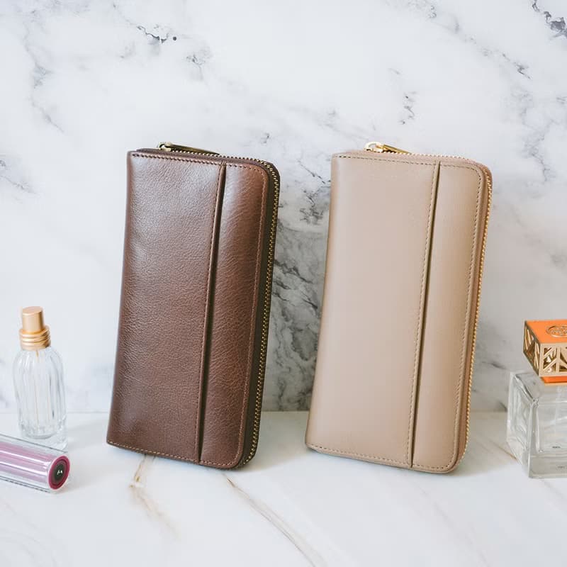 【禮盒】真皮簡潔長夾 B19-633 咖