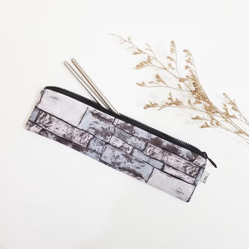 【換季特賣】【石頭紋理-紫灰】 餐具袋 環保 筆袋 刷具袋 交換禮