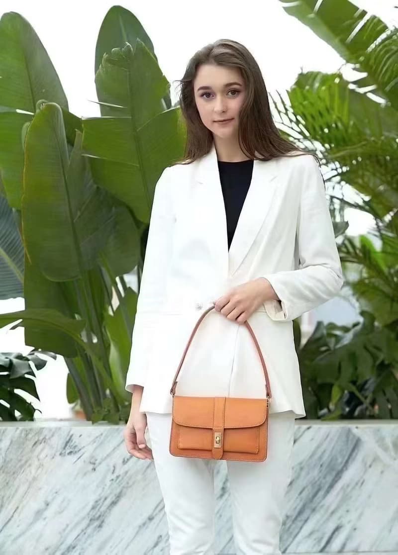 【歲末 7 折】女士腋下包手工製作真皮斜跨單肩包/側背包/手袋