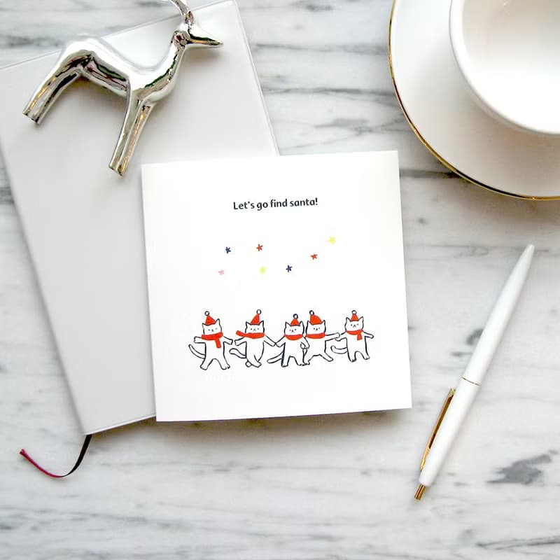 Somecats Chirstmas Card Finding Santa