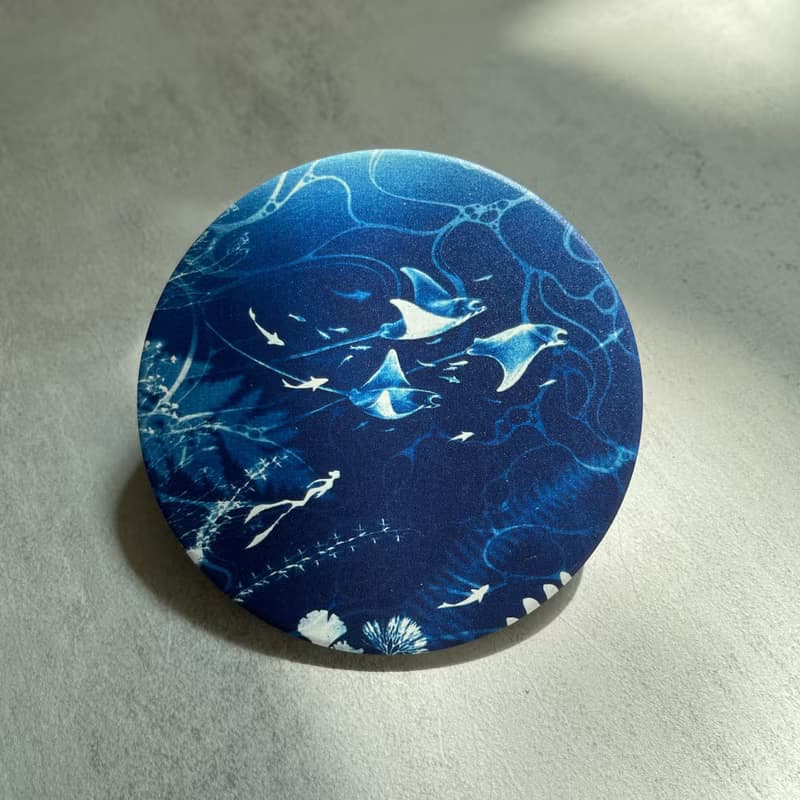 【波光粼粼】印刷藍曬-海洋生物/海龜/鯨魚/吸水杯墊