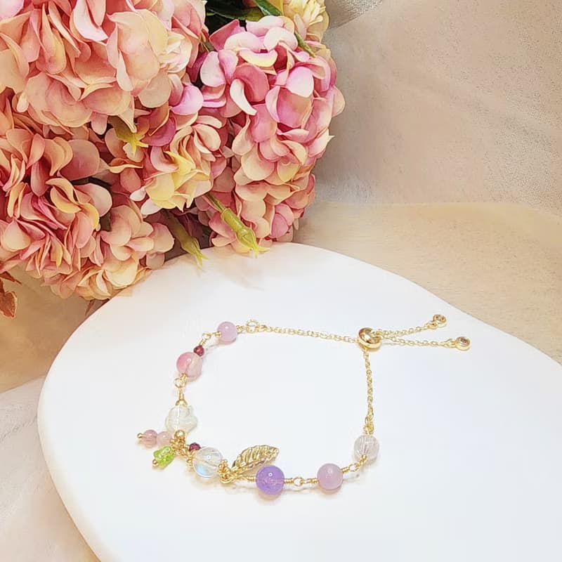 春曦之園。馬島月光 紫玉晶 紫鋰輝 櫻花雨 水晶手鍊