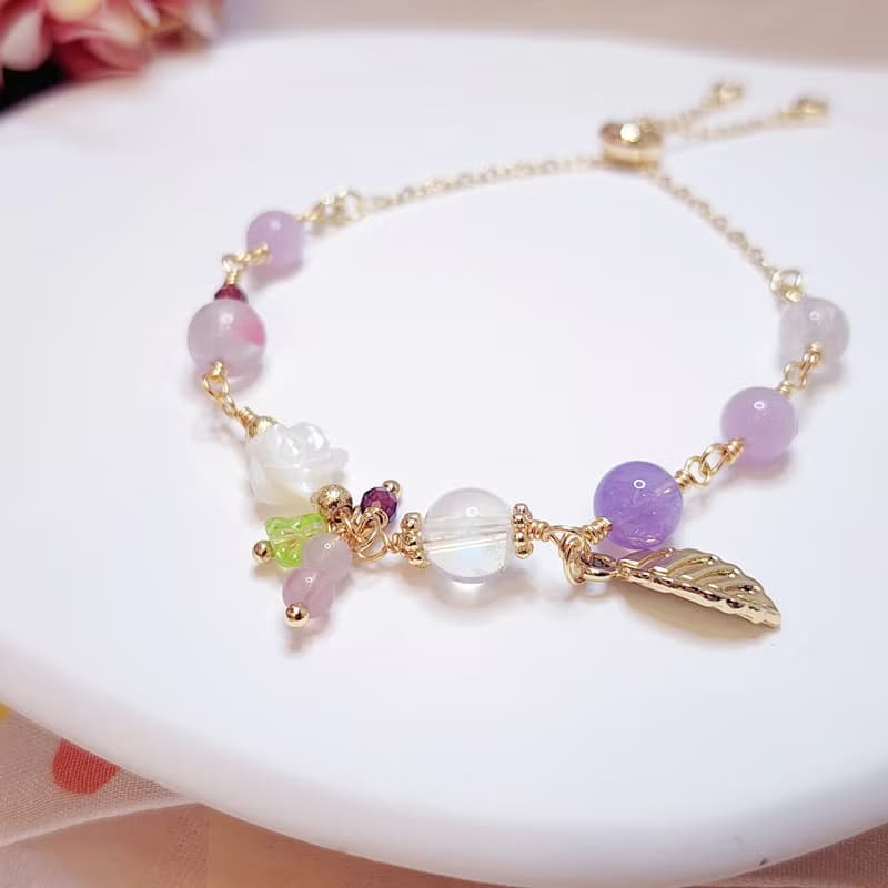 春曦之園。馬島月光 紫玉晶 紫鋰輝 櫻花雨 水晶手鍊
