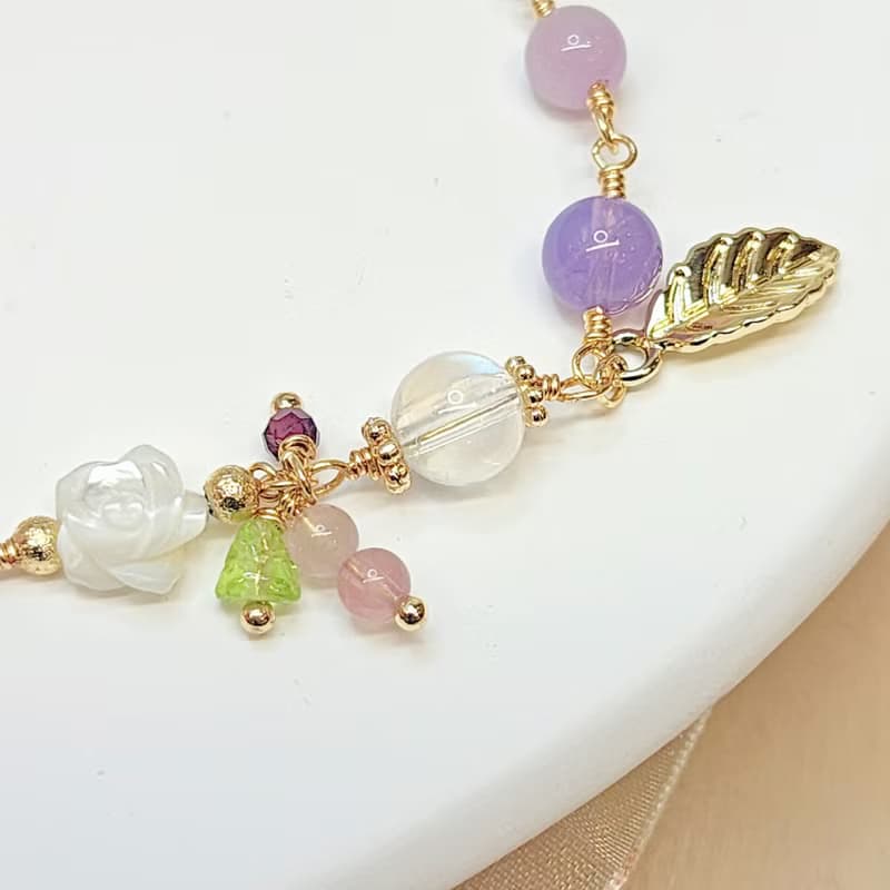春曦之園。馬島月光 紫玉晶 紫鋰輝 櫻花雨 水晶手鍊