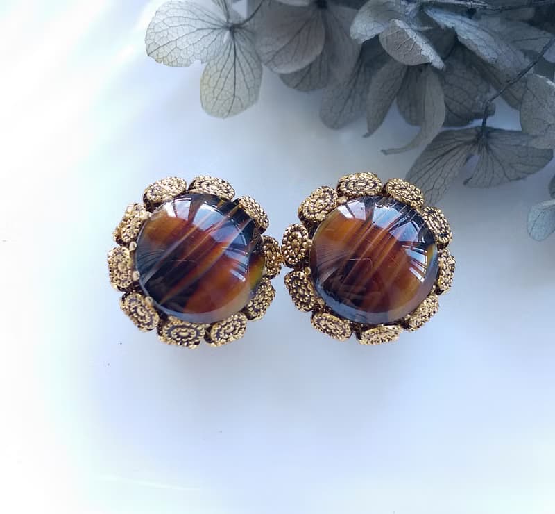Vintage Jewelry 西洋古董飾品 西德製  蕾絲圈圈 夾式耳環
