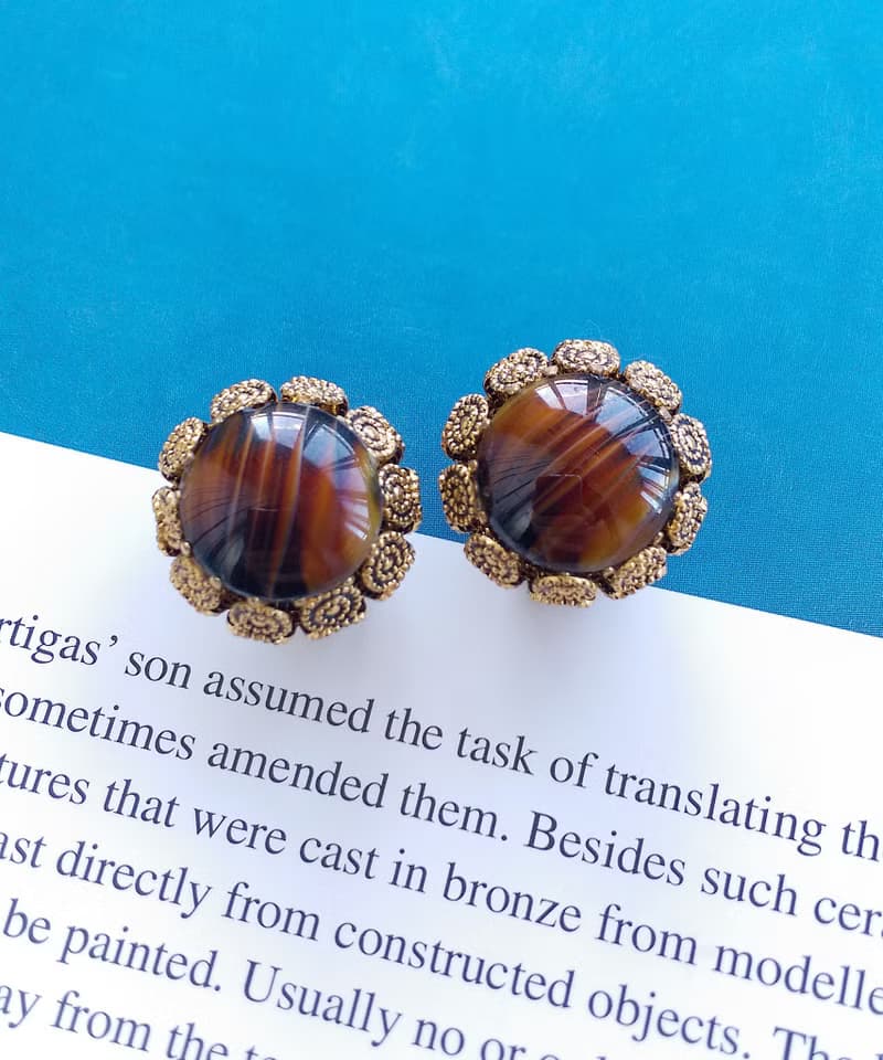 Vintage Jewelry 西洋古董飾品 西德製  蕾絲圈圈 夾式耳環